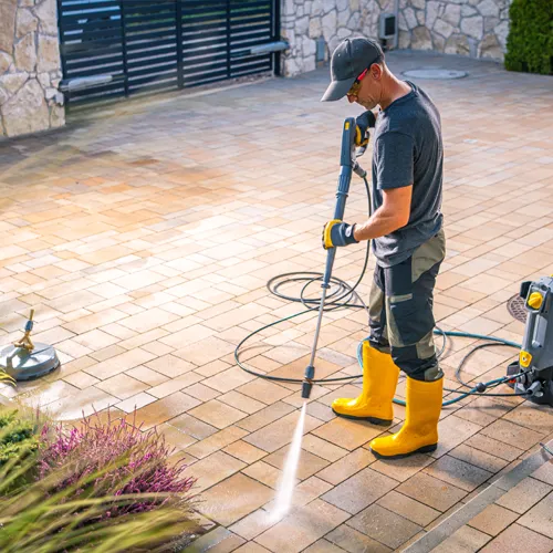 Pressure Washing a patio in Rocky Hill, CT
